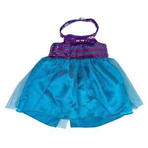 BUILD A BEAR Outfit Sequin Halter Top Purple Blue Tulle Dress Sparkle Costume